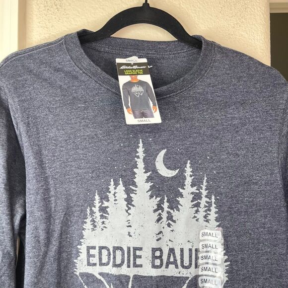 Eddie Bauer Men's Graphic Long Sleeve Tee Size S Sky Captain Reflections #711 - Picture 3 of 8